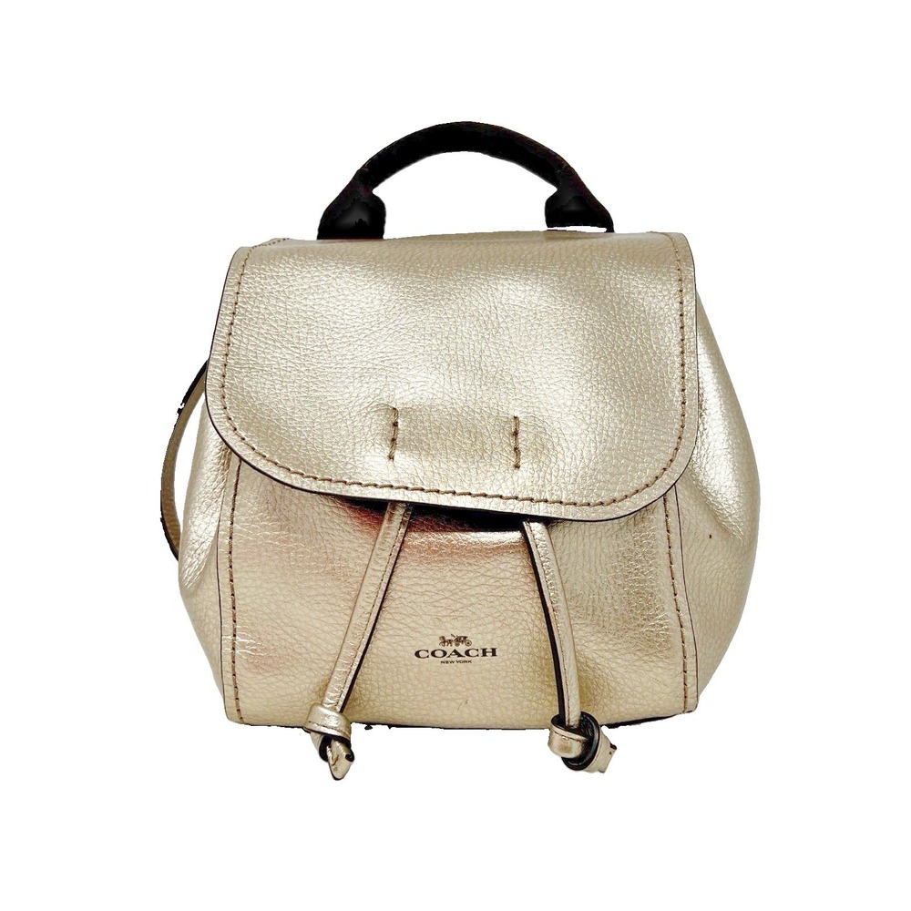 Coach Derby Mini Backpack Metallic Gold Pebbled Leather F16605